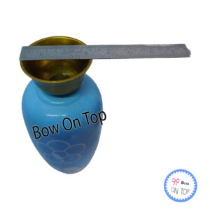 14369 Sky Blue Metal Vase With Floral design