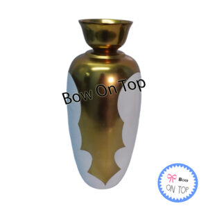 14374 Golden & White Metal Flower Vase