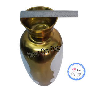 14374 Golden & White Metal Flower Vase