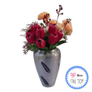 14377 Metal Vase With Wing Design